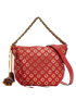 Eyelets Small Nomad Hobo, &pound;150, Handbags, Red, Leather, Front view